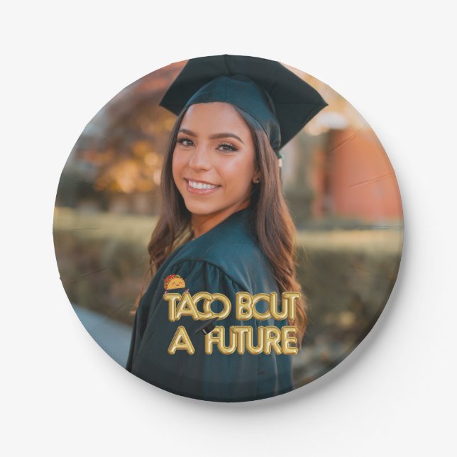Fiesta Graduierungspartei Taco über eine große Zuk Pappteller (Vorderseite)