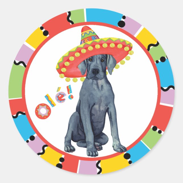 Fiesta Great Dane Runder Aufkleber (Vorderseite)