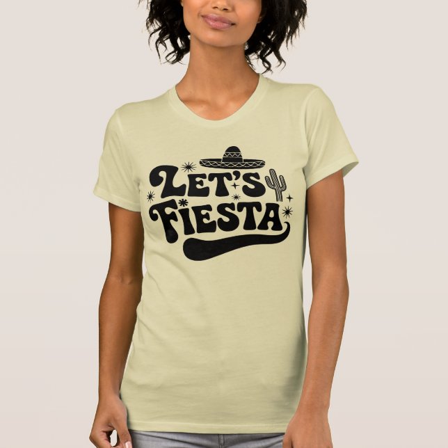 Fiesta Groovy Celebration Sombrero Cactus T-Shirt (Vorderseite)