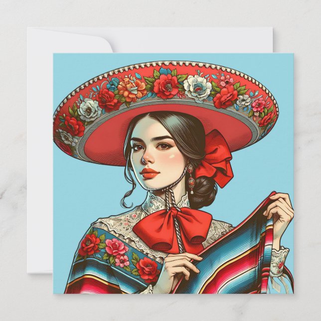 Fiesta Groovy Festive Sombrero Einladung (Vorderseite)