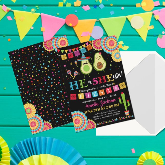 Fiesta He ou She-esta Invitation Mexicaine (Créateur téléchargé)