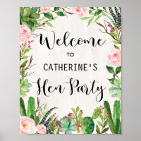 Fiesta Hen Party Hens Night Welcome Poster Cactus