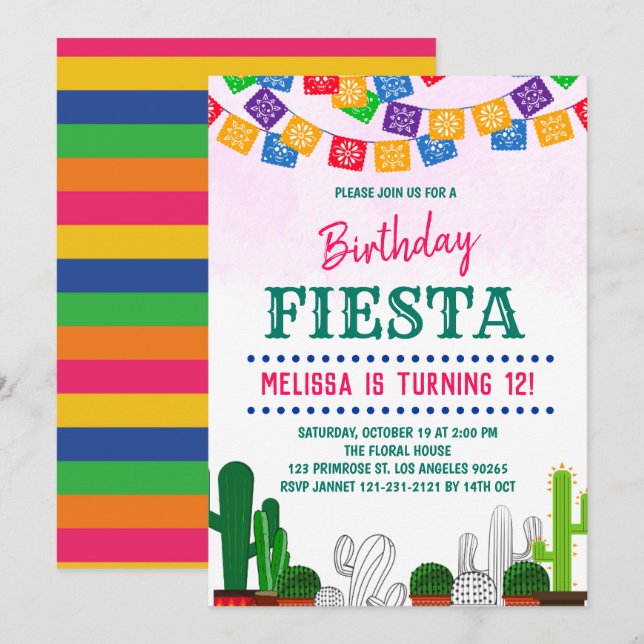 Fiesta Holy Cactus Mexican Cinco de Mayo Birthday Einladung (Vorne/Hinten)