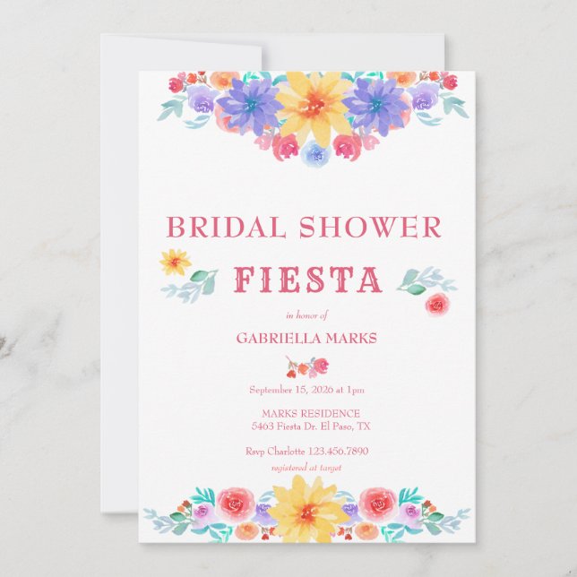 Fiesta | Invitation de douche nuptiale aquarelle (Devant)