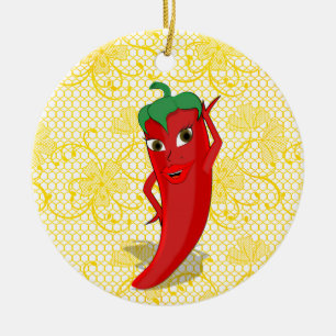 Fiesta-Junggesellinnenabschied mit roter scharfer  Keramik Ornament