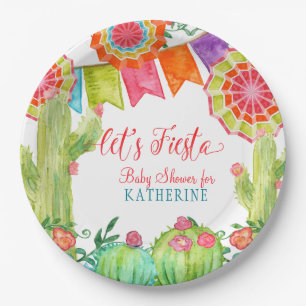 Fiesta-Kaktus-Babyparty-Mädchen-Papier-Fan-Wimpel Pappteller
