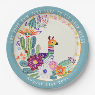 FIESTA Kaktus Lama FolkFlowers Party Custom Pappteller