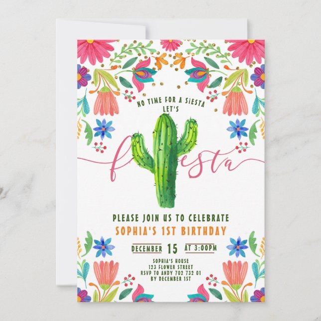 Fiesta Keine Zeit für Siesta Mexican Girl Birthday Einladung (Vorderseite)