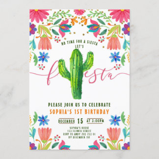Fiesta Keine Zeit für Siesta Mexican Girl Birthday Einladung