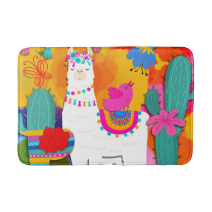 Fiesta Lama Cinco De Mayo Farbige Spaß Wasserfarbe Badematte