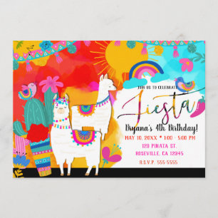 Fiesta Llama Cinco De Mayo Birthday Party Einladung