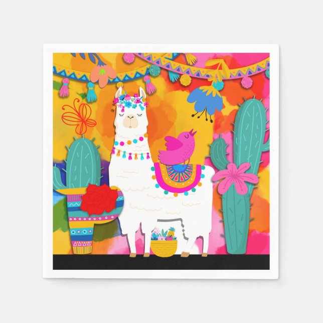 Fiesta Llama Cinco De Mayo Birthday Party Serviette (Vorderseite)