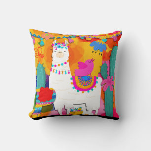 Fiesta Llama Cinco De Mayo Farbige Wasserfarben-Fu Kissen