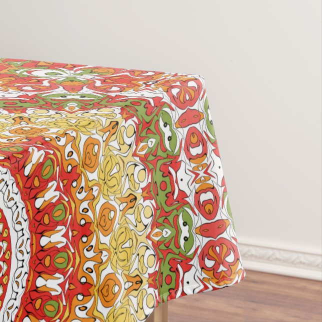 Fiesta Mandala Muster in Rot, Gelb und Grün Tischdecke (Beispiel)