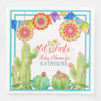 Fiesta Margarita Boy Baby Shower Cactus Pennants Serviette
