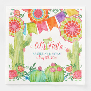 Fiesta Margarita Brautparty Cactus Floral Art Serviette