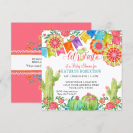 Fiesta Margarita Cactus Baby Shower Girl Paper Fan Einladung