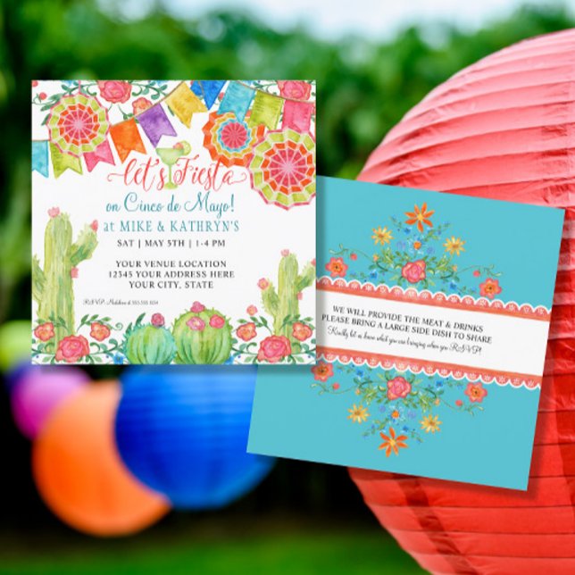 Fiesta Margarita Cactus Cinco de Mayo Party Banner Einladung (Von Creator hochgeladen)