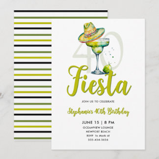 Fiesta Margarita Sombrero Limettengrün 40. Geburts Einladung