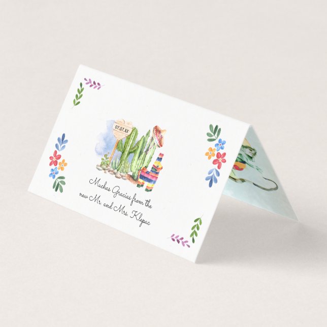 Fiesta Mariage Guest Merci Cartes de Place (Front)