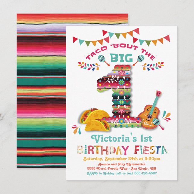 Fiesta mexicaine la Grande Invitation de 1er Anniv (Devant / Derrière)