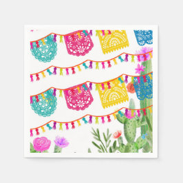 Fiesta Mexican Banners Floral Cactus Napkins Serviette