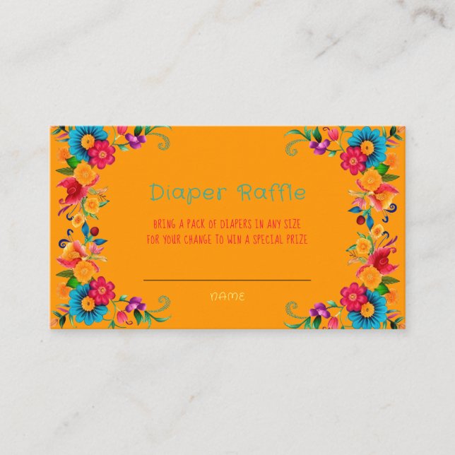 Fiesta Mexican Colorful Diaper Raffle Visitenkarte (Vorderseite)