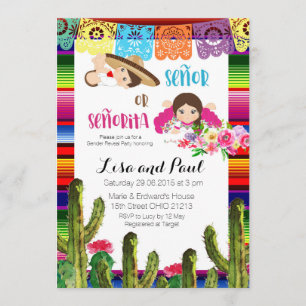 Fiesta Mexican Gender Reveal Baby Shower Einladung