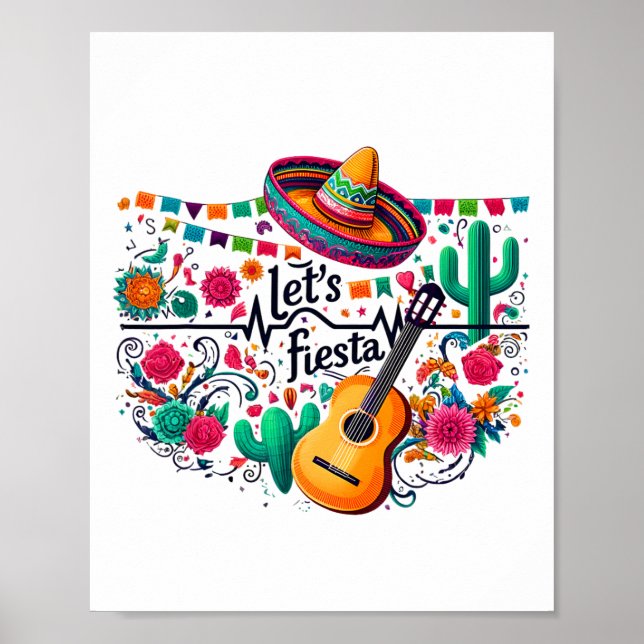 Fiesta Mexican Party Celebration Heartbeat Poster (Vorne)