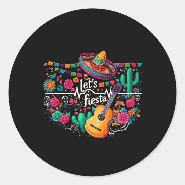 Fiesta Mexican Party Celebration Heartbeat Runder Aufkleber (Vorderseite)