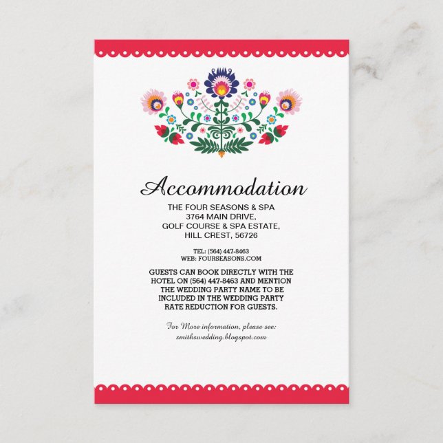 Fiesta Mexican Red Accommodation Wedding Cards Begleitkarte (Vorderseite)