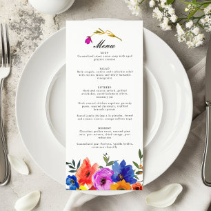 Fiesta Mexican Spanish Colorful Floral Wedding Menükarte