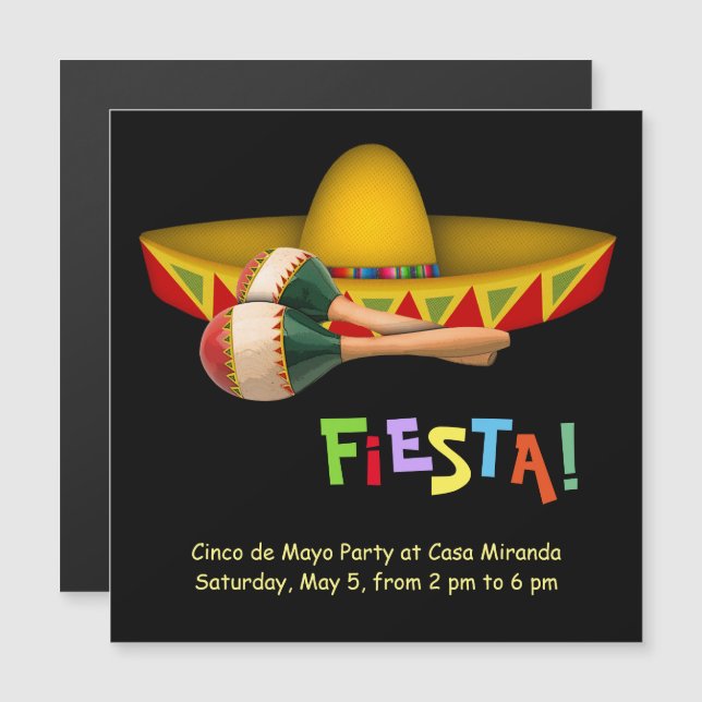 Fiesta Mexicana Magneteinladung (Vorne/Hinten)