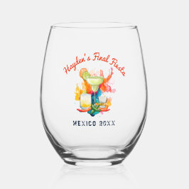 Fiesta Mexico Personalisiert Bachelorette Weinglas Ohne Stiel