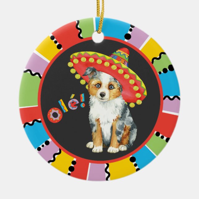 Fiesta Miniature American Shepherd Keramik Ornament (Vorne)