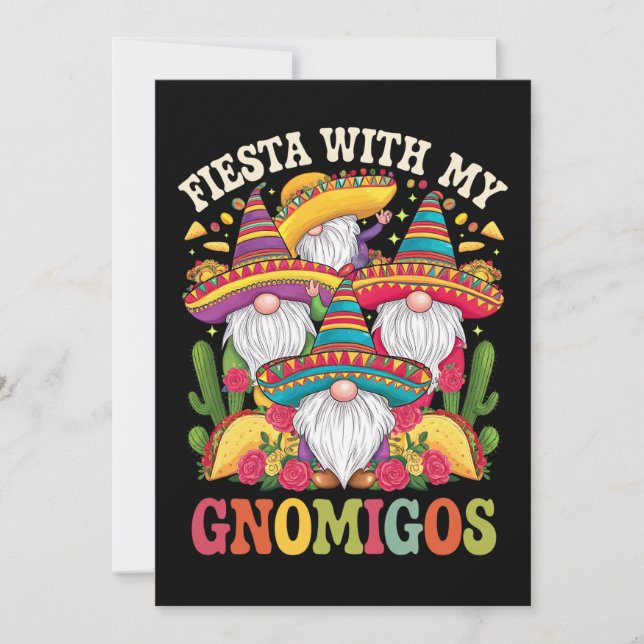 Fiesta mit meinem Gnomigos Gnome Cinco de Mayo Einladung (Vorderseite)