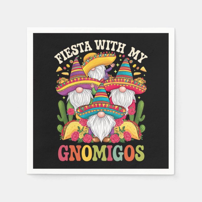 Fiesta mit meinem Gnomigos Gnome Cinco de Mayo Serviette (Vorderseite)