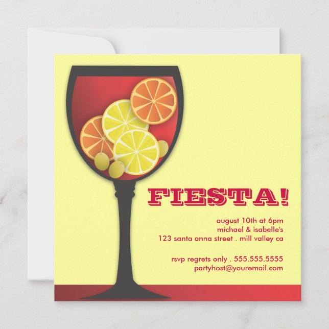 Fiesta Modern Wineglass Party Einladung (Vorderseite)