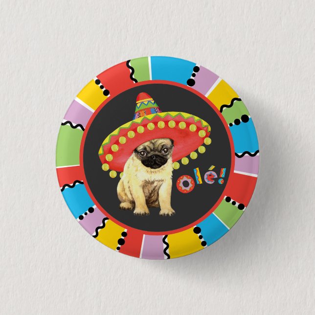 Fiesta-Mops Button (Vorderseite)