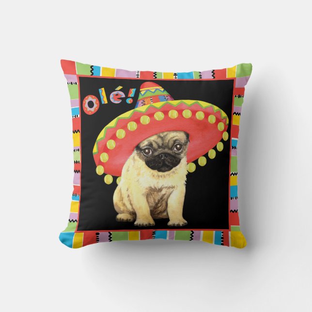 Fiesta-Mops Kissen (Vorderseite)