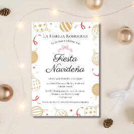 Fiesta Navideña Gold & Red Christmas Party Einladung