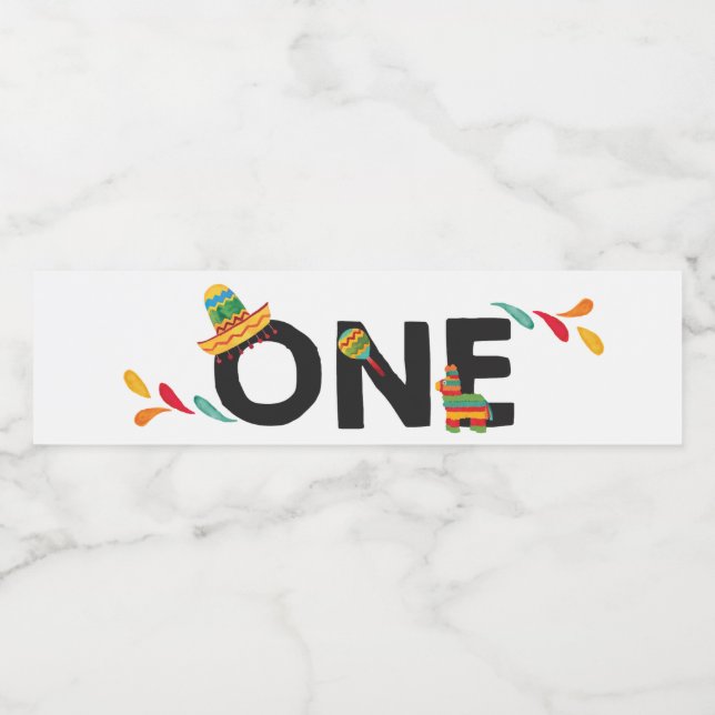 Fiesta ONE Birthday Water Flasche Labels (Einzelnes Label)