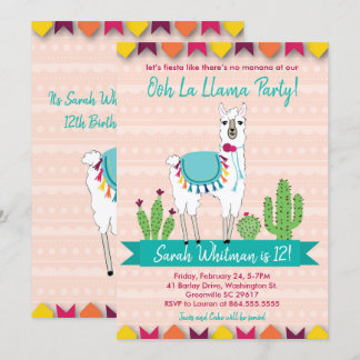 Fiesta, Ooh La Llama Invitation Anniversaire