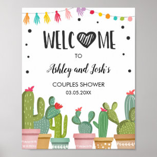 Fiesta-Paar-Shower-Kaktus-Hochzeits-Willkommenssch Poster