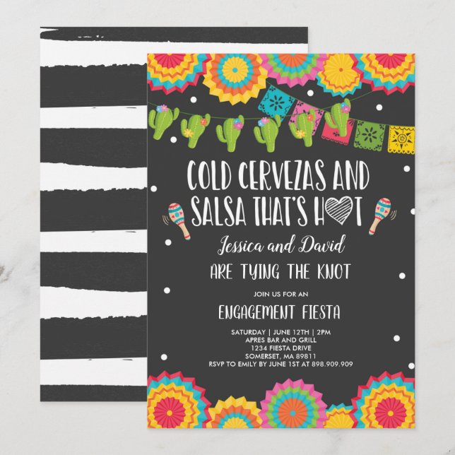 Fiesta Paare Engagement Partei Bridal Fiesta Inv Einladung (Vorne/Hinten)