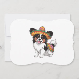 Fiesta Papillon Dog Wearing Sombrero und Sarape