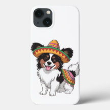 Fiesta Papillon Dog Wearing Sombrero und Sarape