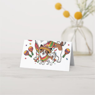 Fiesta Papillon Dog Wearing Sombrero und Sarape Terminkarte