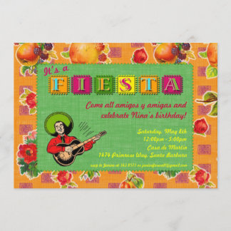 Fiesta-Party Einladung - Mariachi bemannen Orange