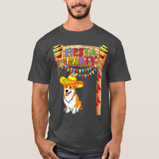 Fiesta Party Funny Meican Corgi Sombrero Cinco T-Shirt